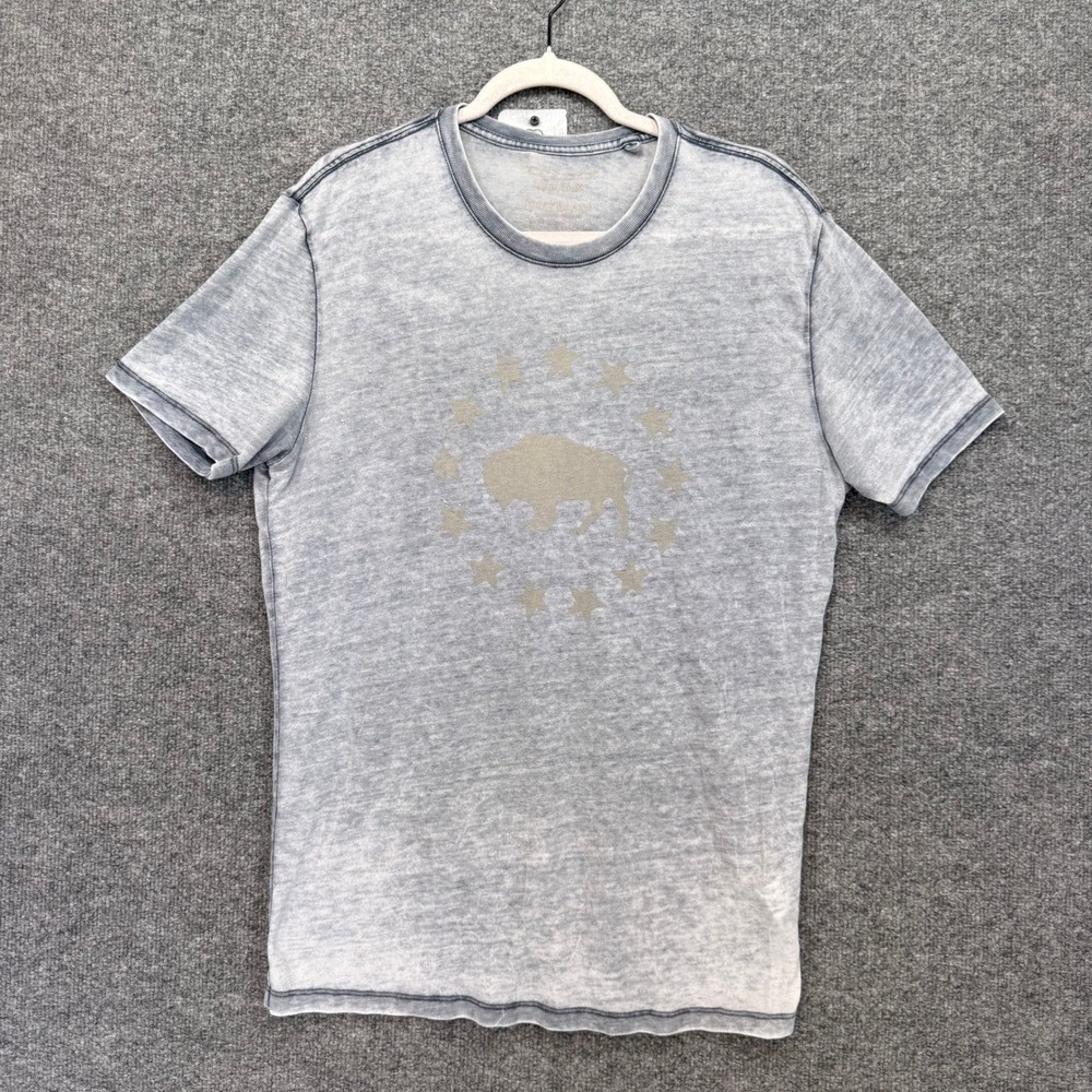 Lucky Brand Venice Burnout Tshirt Men Medium Blue Buffalo Graphic Vintage Wash